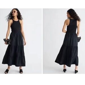 J.Crew Vintage Rib Cutaway Tank Dress In BL/White Size S/L NWT